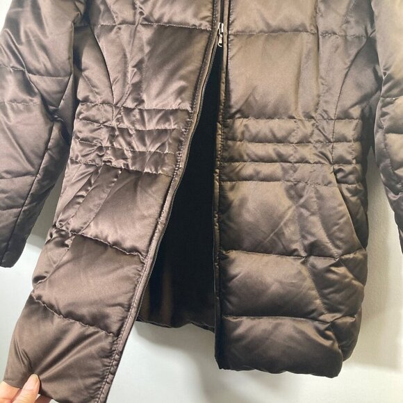 Womens St Johns Bay Down Puffer Parka Jacket Faux Fur Lined‎ Brown M - Picture 6 of 10